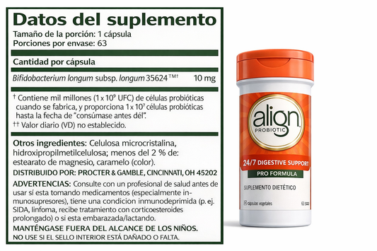 Align™: Probiótico con cepa única que alivia gases, hinchazón y apoya la salud digestiva