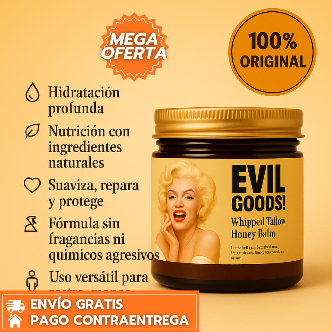 OFERTA ESPECIAL 2×1: Sebo de Res - EVIL GOODS™ ORIGINAL Natural que Suaviza, Hidrata y Repara Piel Seca.