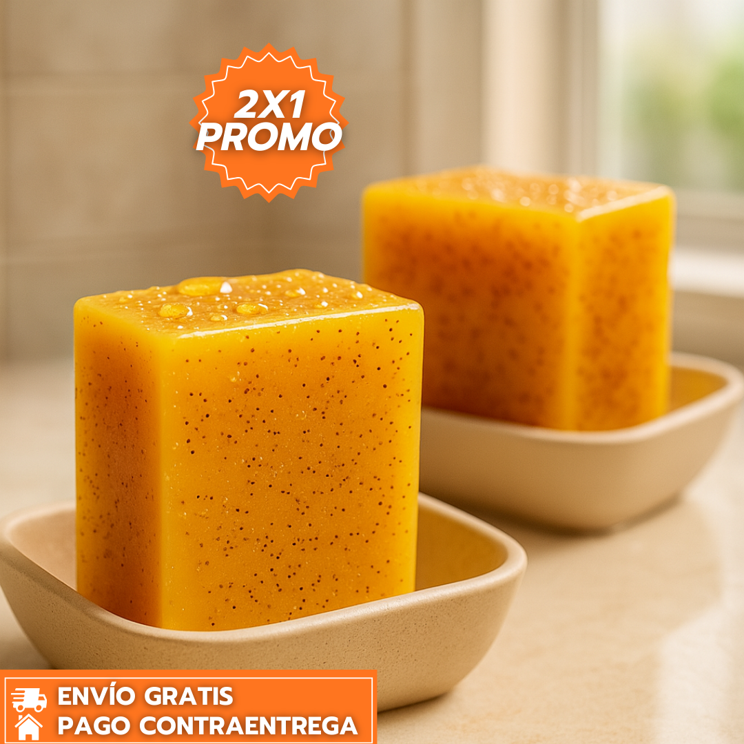 Oferta Especial: 2X1 JABÓN DE CURCUMA Y KÓJICO™: Limpieza profunda que hidrata, exfolia y deja la piel suave y radiante.