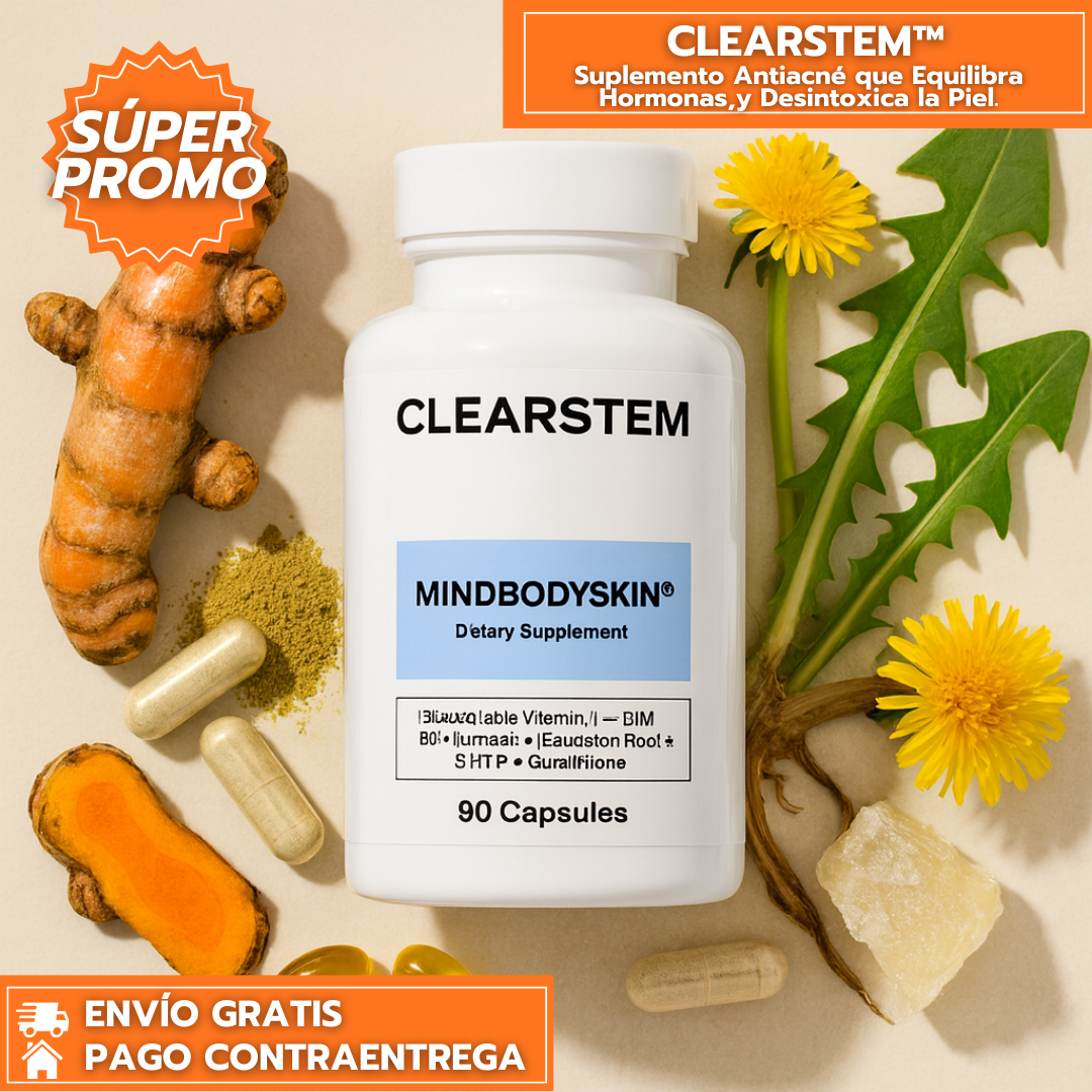 MINDBODYSKIN: Suplemento Natural Antiacné que Equilibra Hormonas, Mejora la Digestión y Desintoxica la Piel desde Adentro.