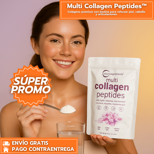 Micro Ingredients™ Multi Collagen Peptides: Colágeno premium con biotina para reforzar piel, cabello y articulaciones.