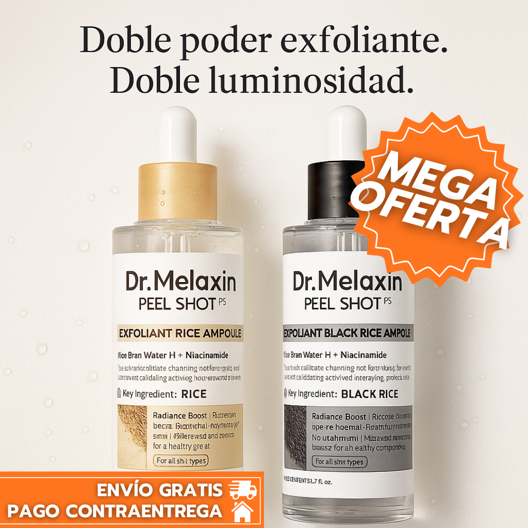 Oferta Especial 2x1: Dr Melaxin™ Peel Shot 60ml: Dúo Exfoliante Suave de Arroz Coreano para Rostro y Cuerpo