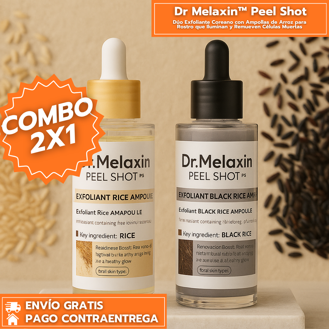 Oferta Especial 2x1: Dr Melaxin™ Peel Shot 60ml: Dúo Exfoliante Suave de Arroz Coreano para Rostro y Cuerpo